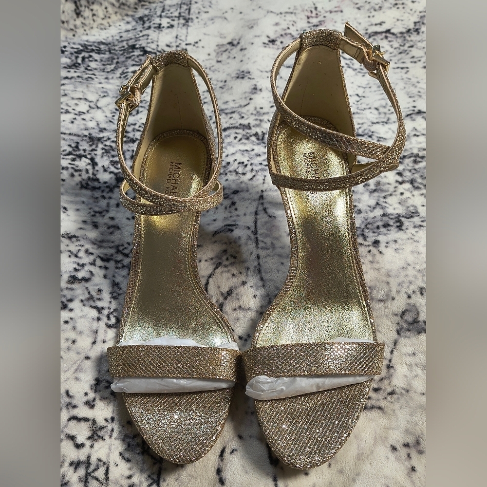 NWT Michael Kors Ava Glitter Mesh Mid Sandal - US 8.5
